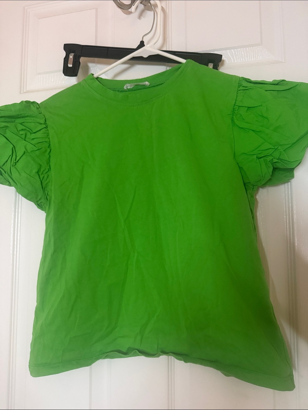 Zara Bright Green Puff Sleeve Tee